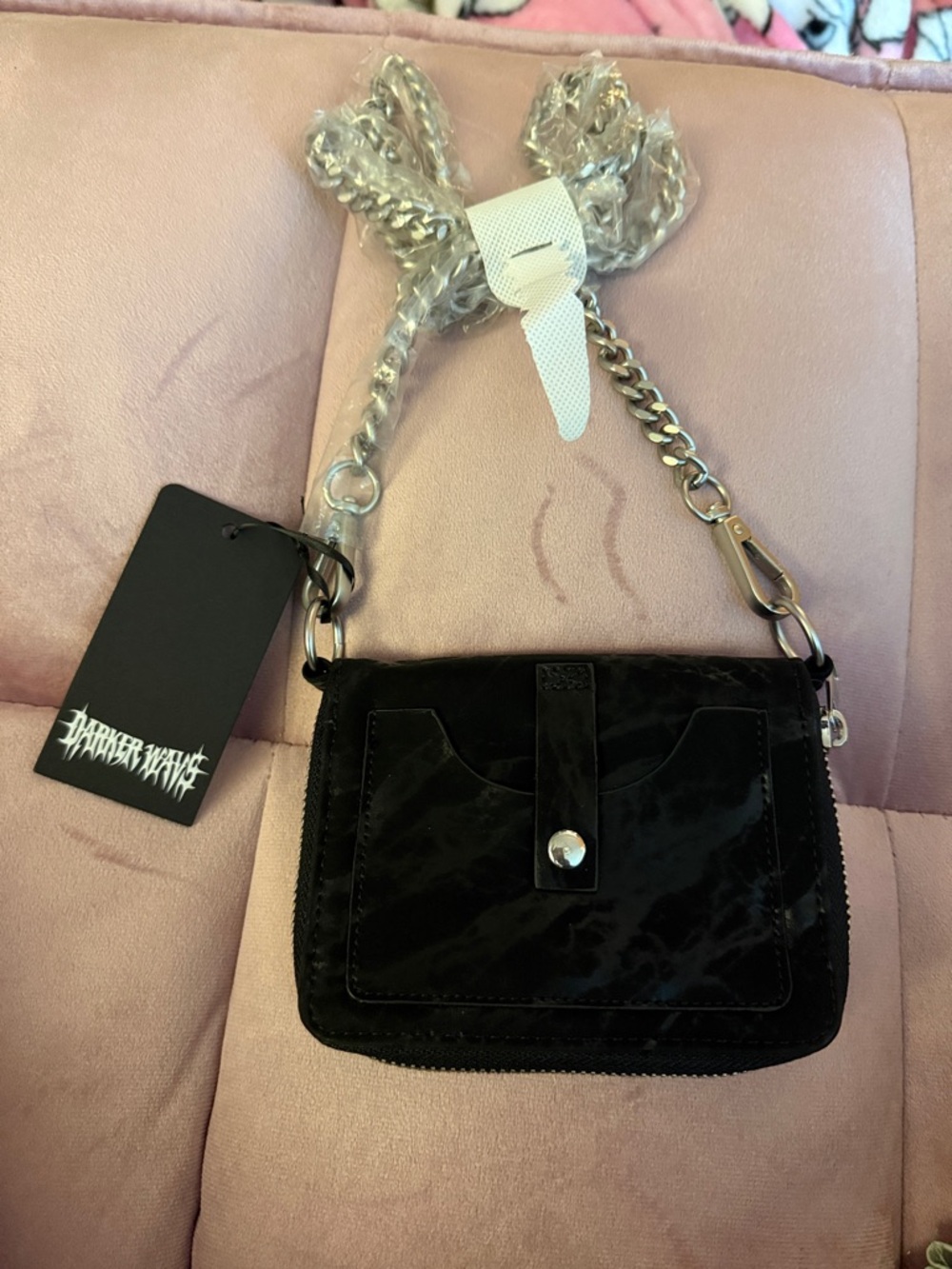 Darker Wavs Black  Mini Crossbody Bag
